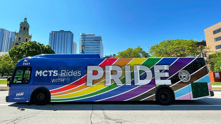 MCTS Pride Bus 2023 - designed by Brianne Mueller